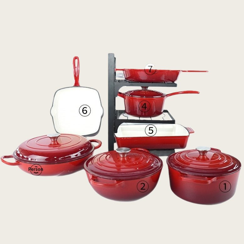 7 - Piece Cast Iron Enamel Cookware Set - Survival Essential