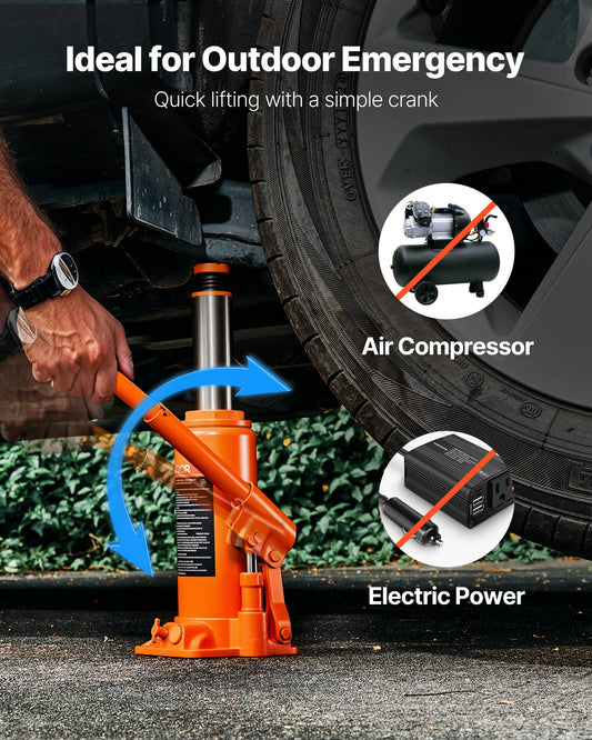 Hydraulic Bottle Jack, 10 Ton (22046 Lbs) Capacity, 9.3-18.5 Inch Lifting Range, Heavy Duty Welded Bottle Jack For Car, SUV, Pickup, Auto Repair, House Lift And Agricultural Equipment, Orange