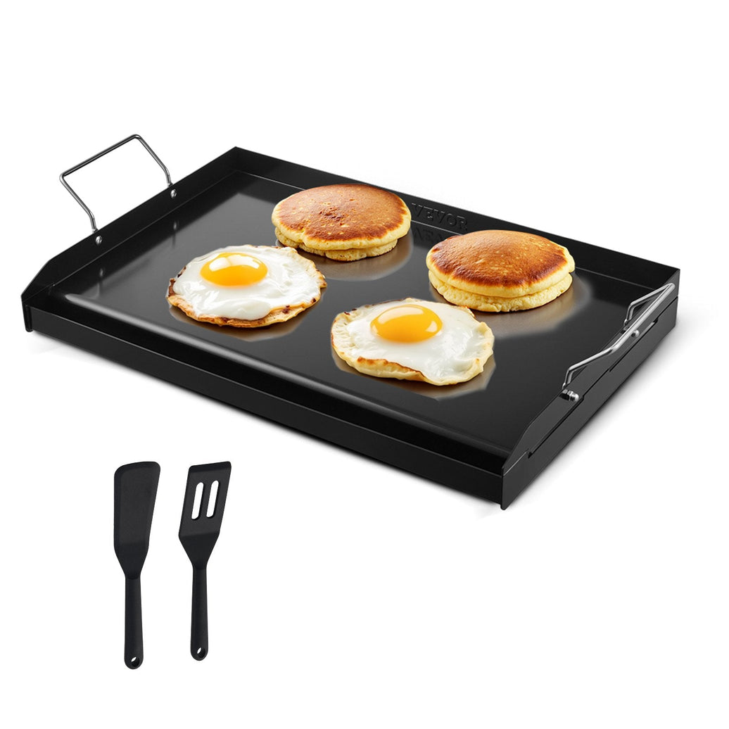 Carbon Steel Griddle, 24x16 Inch Universal Flat Top Rectangular Plate, Gas Grill Griddle For BBQ Grill, Teppanyaki, Portable Family Cookware With Handle, For Camping Tailgating Party - Survival Essential