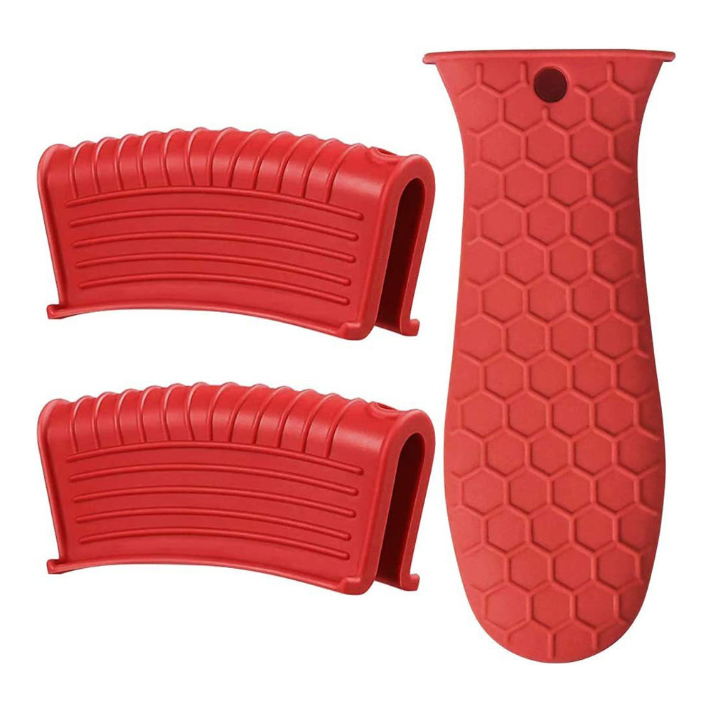 1 Set Of 3pcs,Silicone Hot Handle Holder, Heat Resistant Potholder Cookware Handle Cast Iron Skillets Handles Grip Covers For Cast Iron Skillet