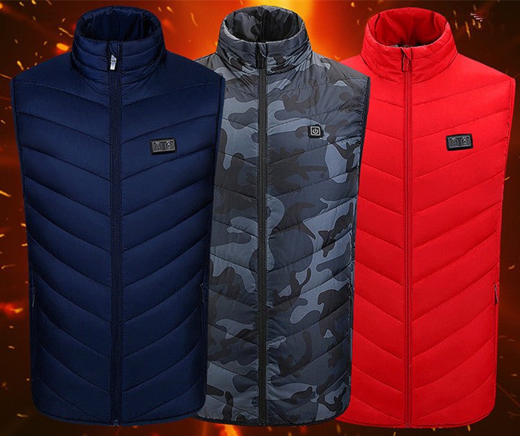 Fashionable Men's Stand Collar Heated Cotton Vest 11zones - Survival Essential