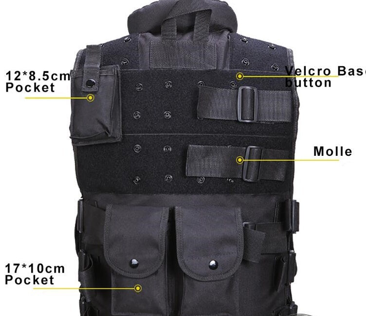 Tactical Vest Black Mens Military Hunting Vest - Survival Essential