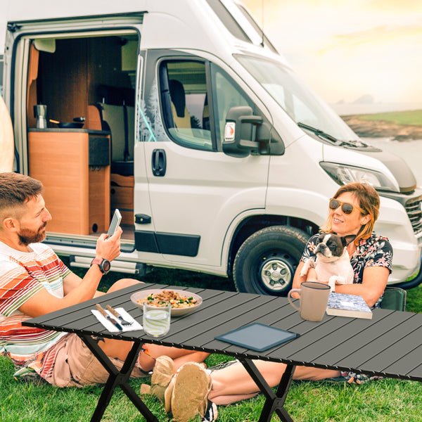 116X60X42cm Black Camping Roll Table - Survival Essential
