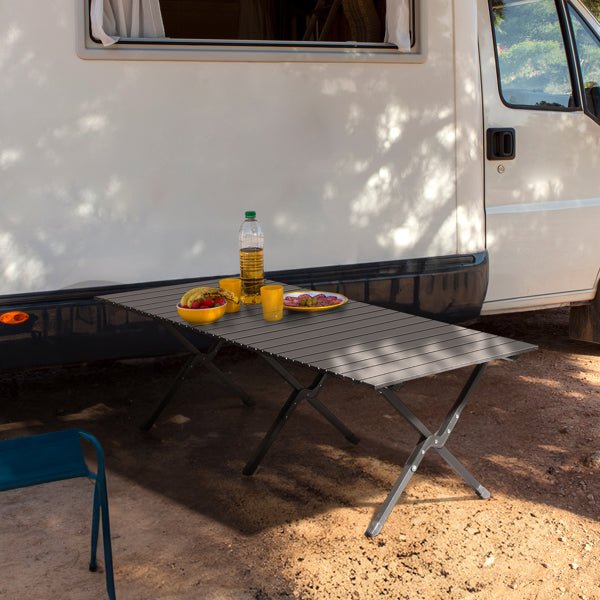 116X60X42cm Black Camping Roll Table - Survival Essential