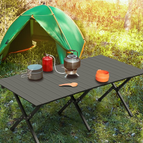 116X60X42cm Black Camping Roll Table - Survival Essential