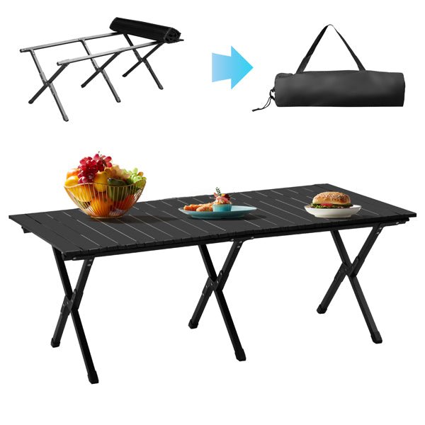 116X60X42cm Black Camping Roll Table - Survival Essential
