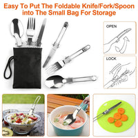 16Pcs Camping Cooking Ware Set Camping Stove Cookware Kit Aluminum Pot Pan Kettle Set With Bowls Knife Fork Spoon Carabiner Spatula Cutting Board For Hiking Picnic Outdoor - Survival Essential