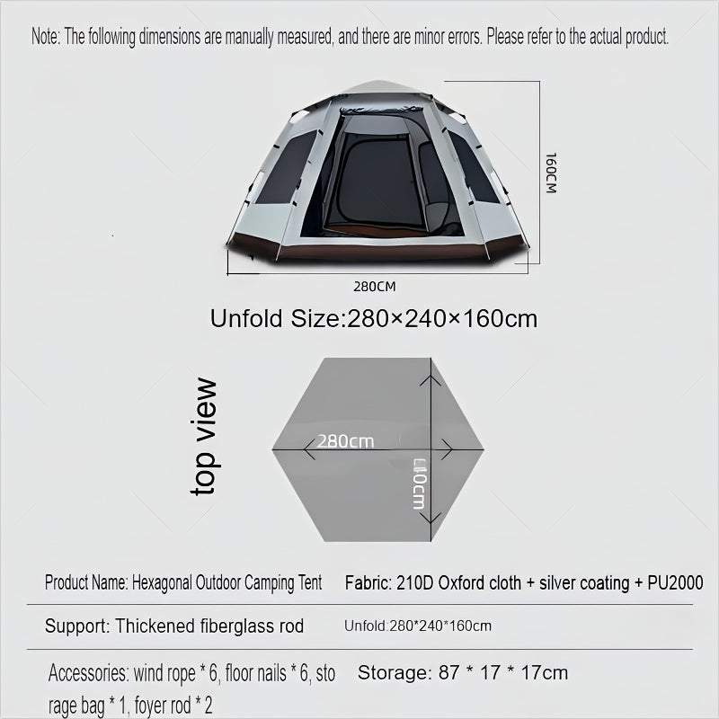 Quick-opening Tent 4-6 Person Medium-sized Outdoor Portable Tent Suitable For Family Camping Outdoor Activities Camping Tent Pop-up Tent Outdoor Tent Hiking Tent Beach Tent Portable Tent Party Tent