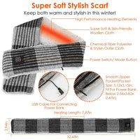 Electric Heated Scarf USB Heating Neck Wrap Unisex Winter Heated