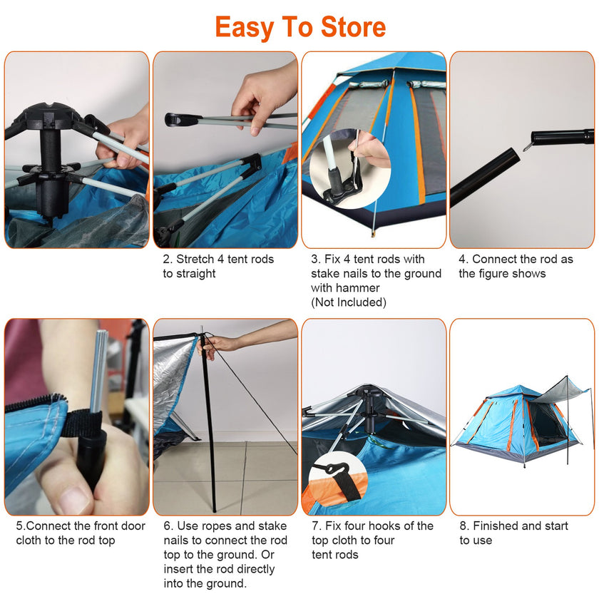 1Pc 4-5 Person Camping Tent With 2 Mosquito Nets Windows Carry Bag Waterproof 7.05x7.05x4.46ft For Hiking Climbing Adventure Fishing Fedex Shipping