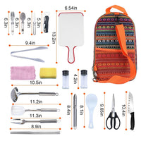 19Pcs Camping Cooking Utensil Kit Portable Picnic Cookware Outdoor Kitchen Equipment Gear Campfire Barbecue Appliances With Storage Bag - Survival Essential