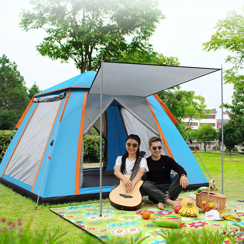 4-5 Person Camping Tent Outdoor Foldable Waterproof Tent With 2 Mosquito Nets Windows Carrying Bag For Hiking Climbing Adventure Fishing
