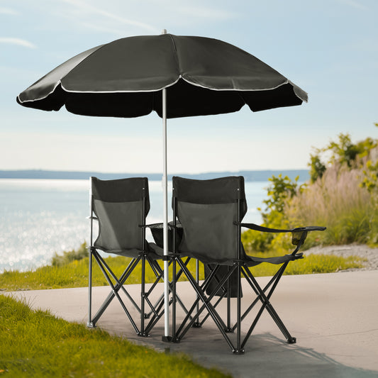 Black Fishing Chair Iron Bracket Oxford Cloth 85kg With Sunshade