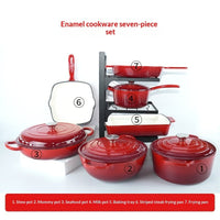7 - Piece Cast Iron Enamel Cookware Set - Survival Essential