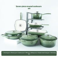 7 - Piece Cast Iron Enamel Cookware Set - Survival Essential