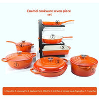 7 - Piece Cast Iron Enamel Cookware Set - Survival Essential