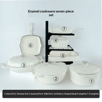 7 - Piece Cast Iron Enamel Cookware Set - Survival Essential