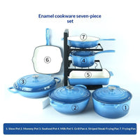 7 - Piece Cast Iron Enamel Cookware Set - Survival Essential