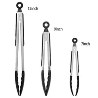 3Pcs Kitchen Tongs Stainless Steel Locking Food Tongs With Silicon Tips BPA Free Non-Stick BBQ Cooking Grilling Locking Food Tongs
