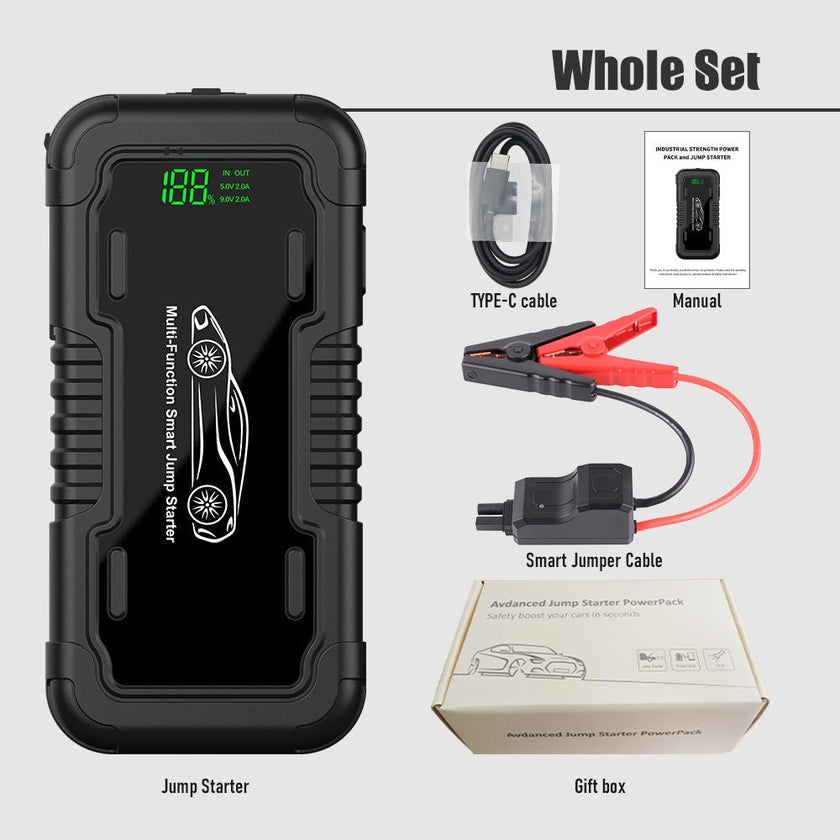 Car 20000mah Emergency Start Power Supply With LED Lighting - Survival Essential