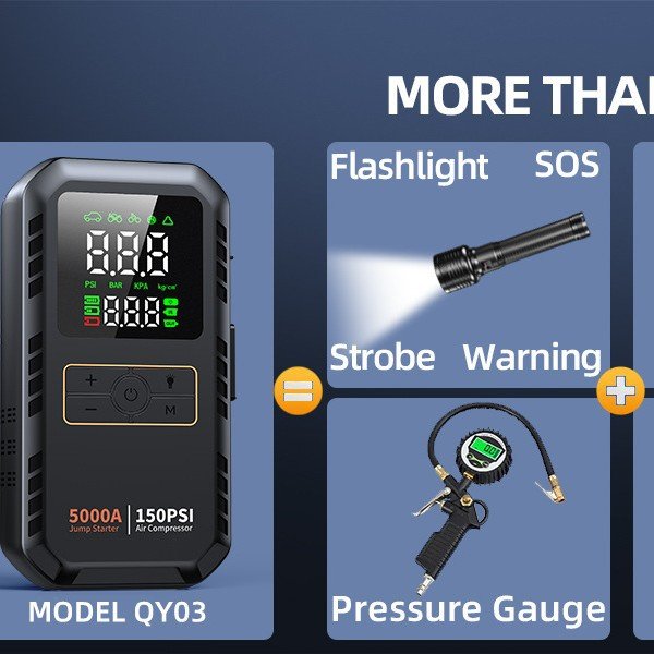 Car Multifunctional Tire Inflator With Emergency Start Power Supply - Survival Essential