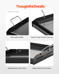 Carbon Steel Griddle, 24x16 Inch Universal Flat Top Rectangular Plate, Gas Grill Griddle For BBQ Grill, Teppanyaki, Portable Family Cookware With Handle, For Camping Tailgating Party - Survival Essential