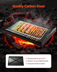 Carbon Steel Griddle, 24x16 Inch Universal Flat Top Rectangular Plate, Gas Grill Griddle For BBQ Grill, Teppanyaki, Portable Family Cookware With Handle, For Camping Tailgating Party - Survival Essential
