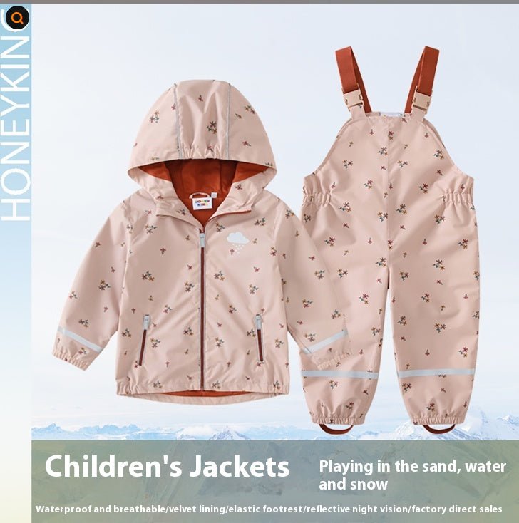Children's Suit Coat Top Shell Jacket Jacket Outdoor Raincoat Rain Pants - Survival Essential