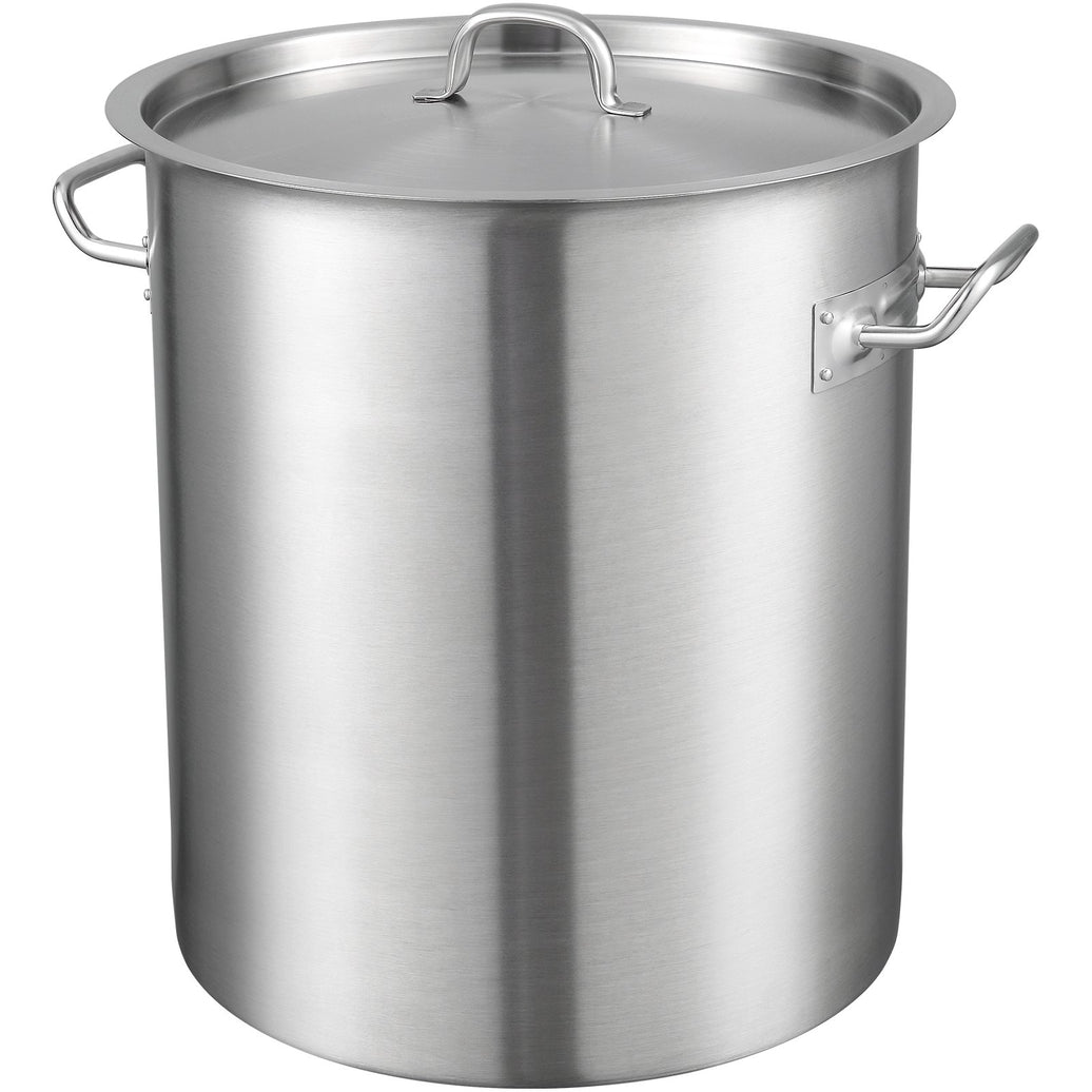 Stainless Steel Stockpot, 42 Quart Large Cooking Pots, Multipurpose Cookware Sauce Pot With Lid & Handle, Heavy Duty Commercial Grade Stock Pot, Sanding Treatment, For Large Groups Events Silver