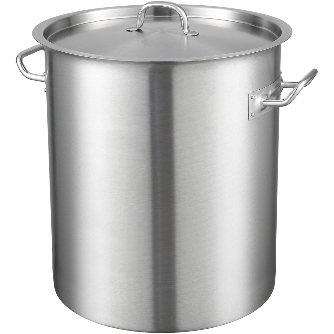 Stainless Steel Stockpot, 42 Quart Large Cooking Pots, Multipurpose Cookware Sauce Pot With Lid & Handle, Heavy Duty Commercial Grade Stock Pot, Sanding Treatment, For Large Groups Events Silver