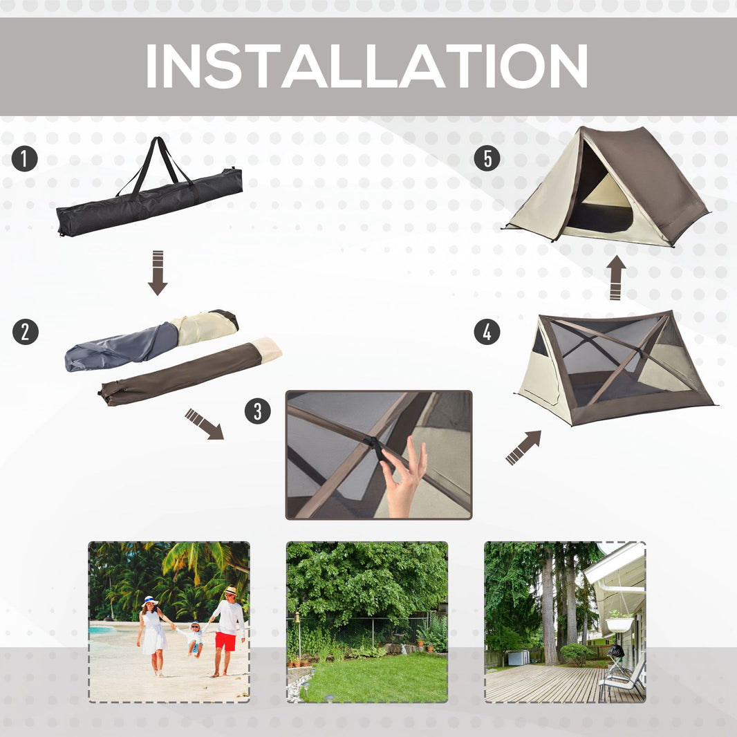 2-3 People Pop Up Camping Tent Waterproof Automatic Instant Tent Portable Cabana Beach Tent with Rainfly, Carry Bag, Windows and Doors, Outdoor Camping Hiking Indoor