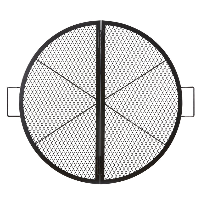 VEVOR X-Marks Fire Pit Grill Grate, Foldable Round Cooking Grate, Heavy Duty Steel Campfire BBQ Grill Grid With Handle And Support X Wire, Portable Camping Cookware For Outside Party, 36 Inch Black