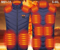 Fashionable Men's Stand Collar Heated Cotton Vest 11zones - Survival Essential