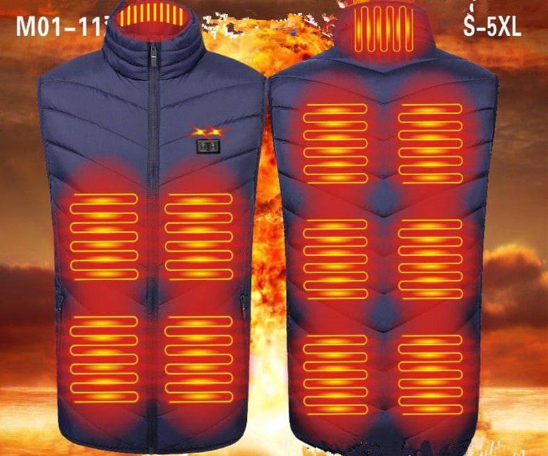 Fashionable Men's Stand Collar Heated Cotton Vest 11zones - Survival Essential