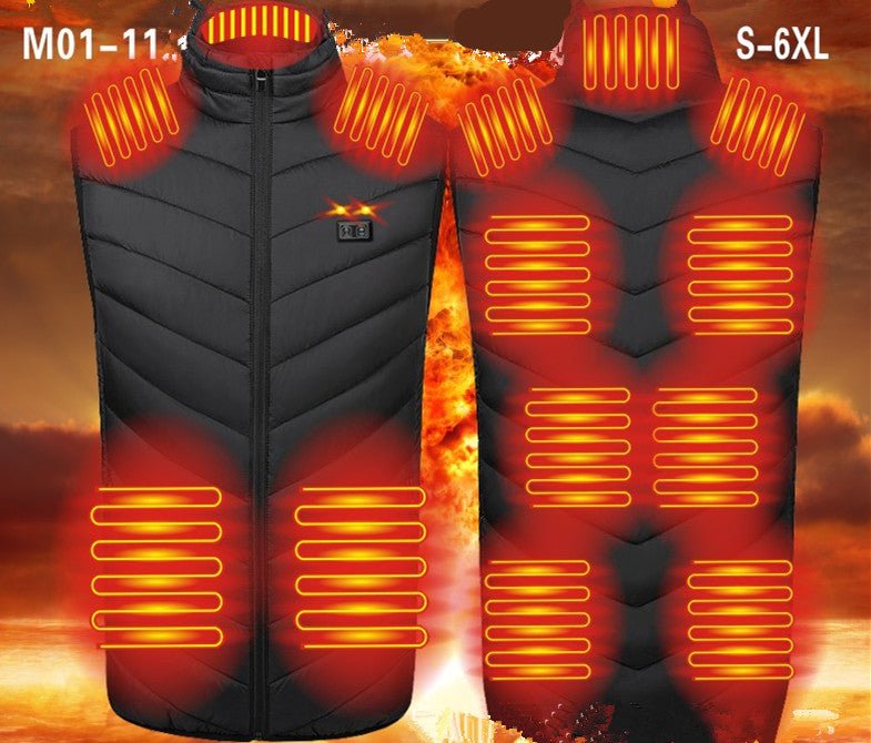 Fashionable Men's Stand Collar Heated Cotton Vest 11zones - Survival Essential