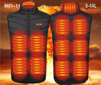 Fashionable Men's Stand Collar Heated Cotton Vest 11zones - Survival Essential