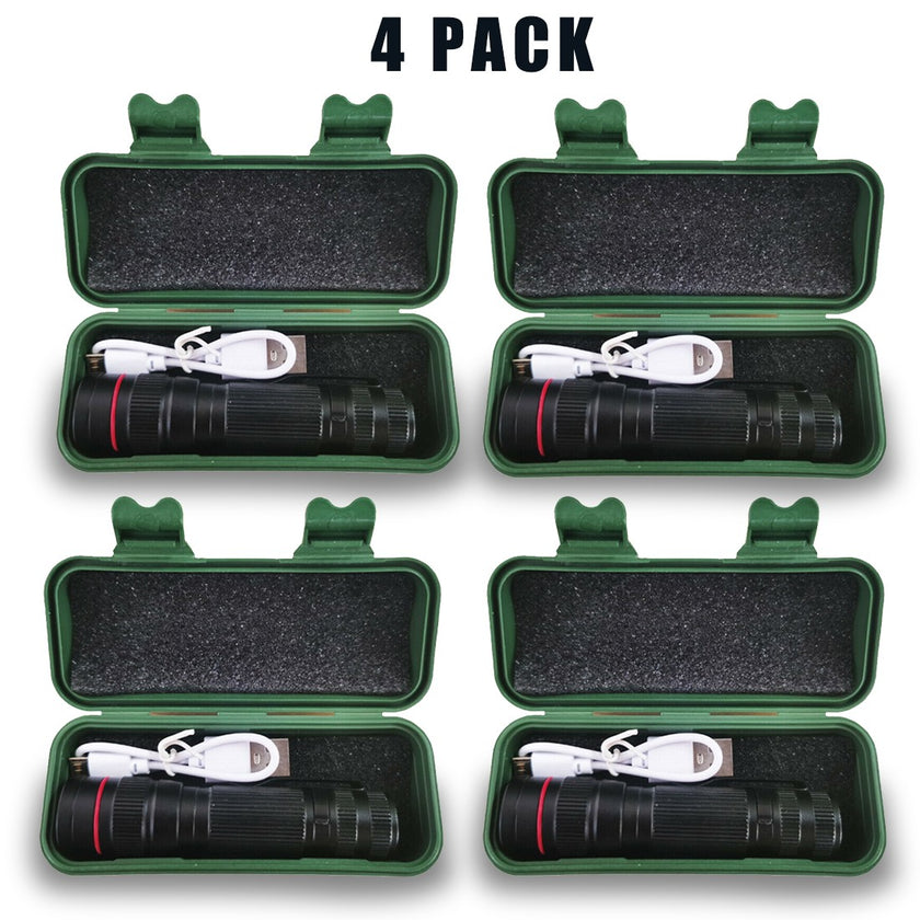 LED Military Flashlight USB Rechargeable Tactical Zoom Torch Most Powerful Mini Pen Light