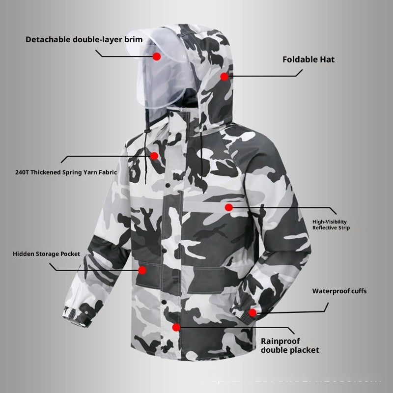 Gray Camouflage Raincoat Rain Pants Suit Men - Survival Essential