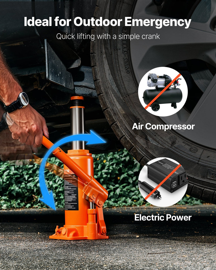 Hydraulic Bottle Jack, 10 Ton (22046 Lbs) Capacity, 9.3 - 18.5 Inch Lifting Range, Heavy Duty Welded Bottle Jack For Car, SUV, Pickup, Auto Repair, House Lift And Agricultural Equipment, Orange - Survival Essential