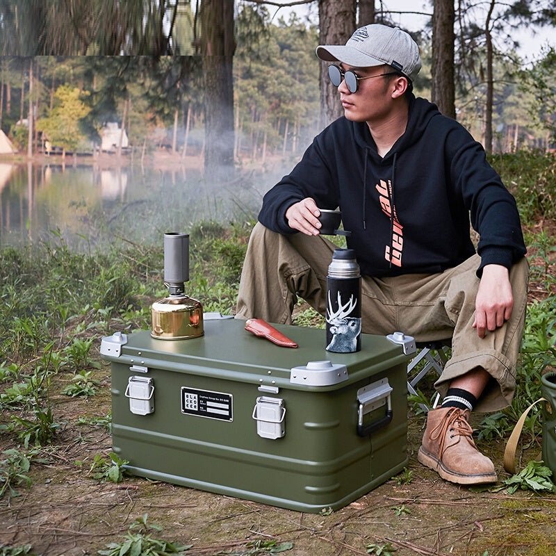 Outdoor Aluminum Alloy Storage Box Camping Metal Portable Vehicle - mounted Wild Camping Equipment - Survival Essential
