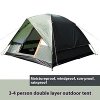 Outdoor Supplies Rain - proof Camping Tent Hand - mounted Double - layer Family Travel Camping Waterproof - Survival Essential
