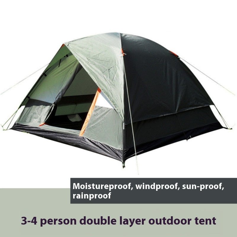 Outdoor Supplies Rain - proof Camping Tent Hand - mounted Double - layer Family Travel Camping Waterproof - Survival Essential