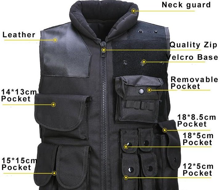Tactical Vest Black Mens Military Hunting Vest - Survival Essential