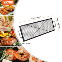 VEVOR X - Marks Fire Pit Grill Grate, Rectangle Cooking Grate, Heavy Duty Steel Campfire BBQ Grill Grid With Handle & Support X Wire, Portable Camping Cookware For Outside Party Gathering, 44 Inch Black - Survival Essential