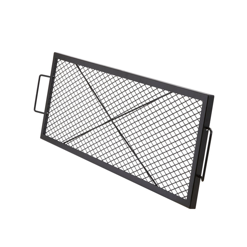 VEVOR X - Marks Fire Pit Grill Grate, Rectangle Cooking Grate, Heavy Duty Steel Campfire BBQ Grill Grid With Handle & Support X Wire, Portable Camping Cookware For Outside Party Gathering, 44 Inch Black - Survival Essential