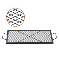 X - Marks Fire Pit Grill Grate, Rectangle Cooking Grate, Heavy Duty Steel Campfire BBQ Grill Grid With Handle & Support X Wire, Portable Camping Cookware For Outside Party Gathering, 32 Inch Black - Survival Essential