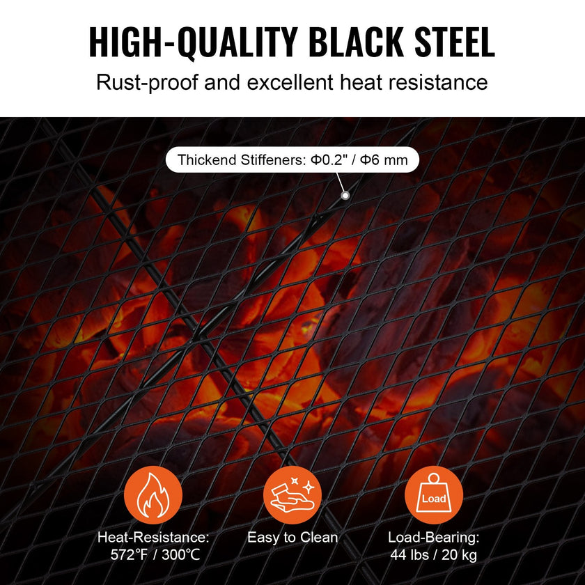 X - Marks Fire Pit Grill Grate, Rectangle Cooking Grate, Heavy Duty Steel Campfire BBQ Grill Grid With Handle & Support X Wire, Portable Camping Cookware For Outside Party Gathering, 32 Inch Black - Survival Essential